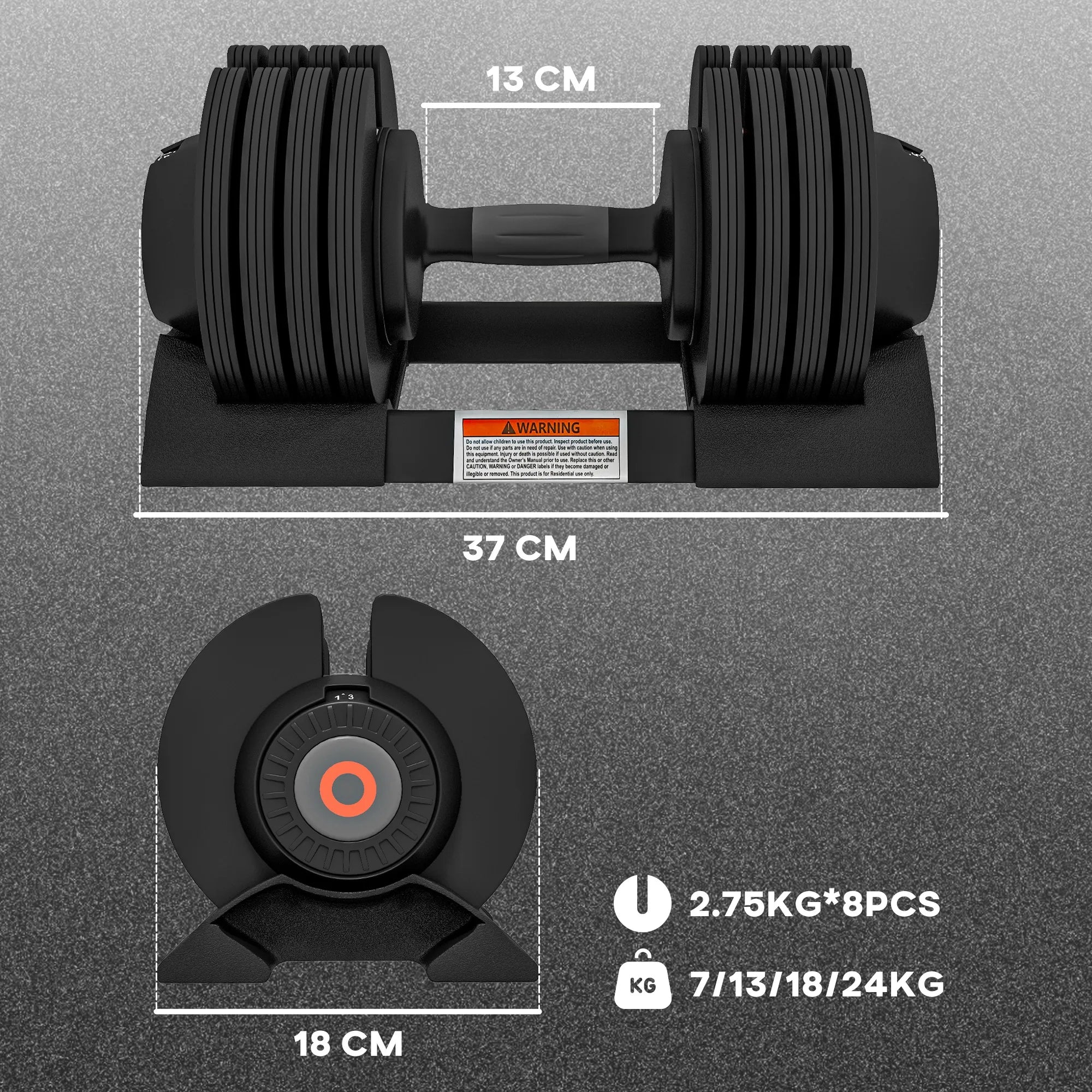 PowerGrip Adjustable Dumbbell 24KG